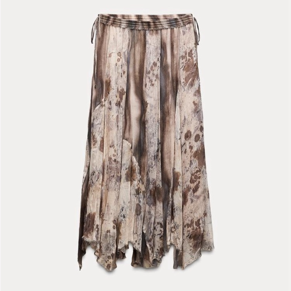 Zara Brown Tie-Dye Maxi Skirt